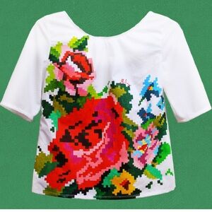 Floral Pixel Art Women's Top